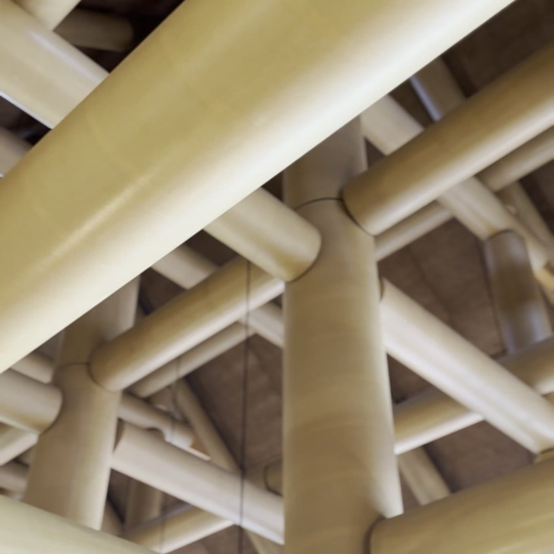 陽・燦々 店内 曲木の梁組 木造アーチ 建築ディテール 淡路島