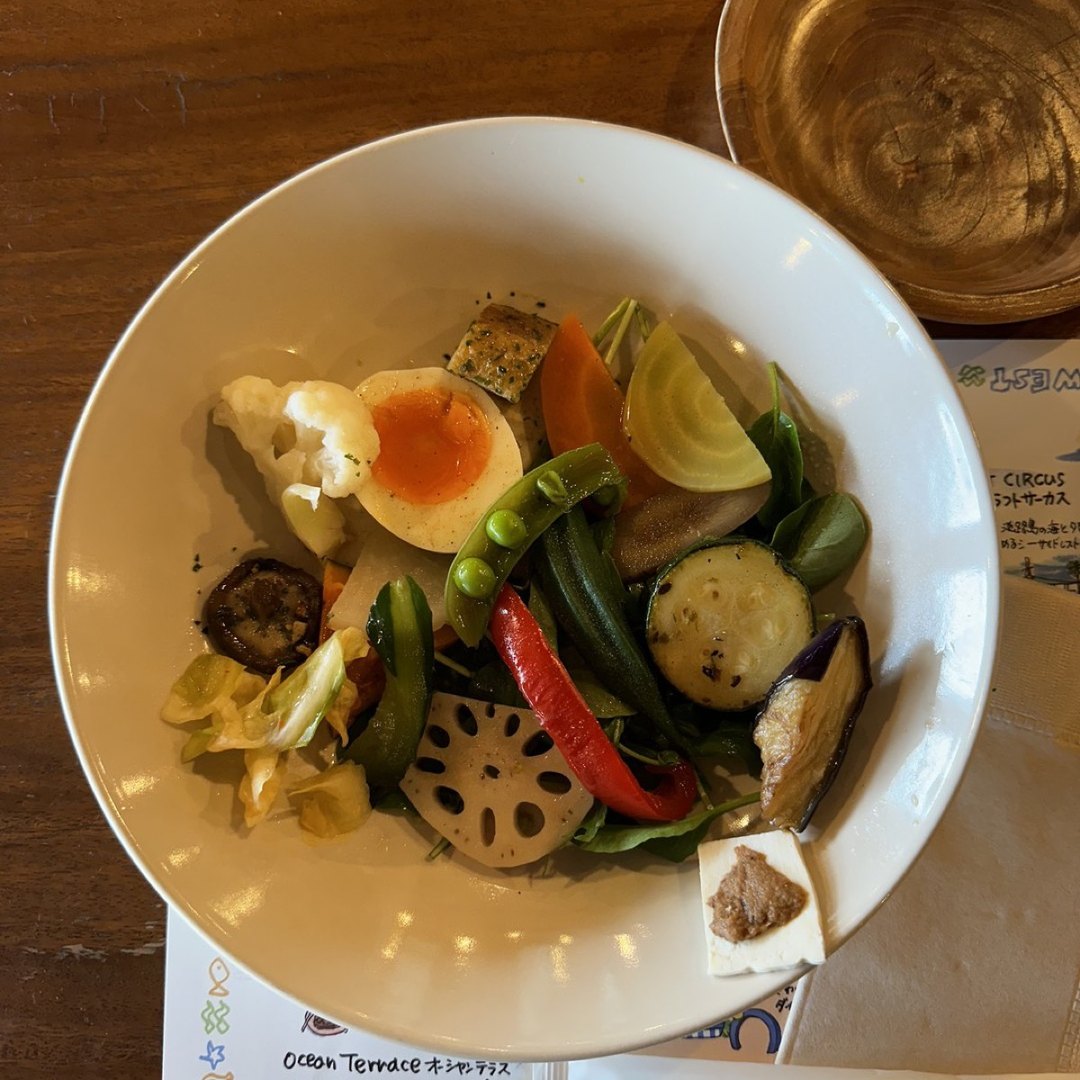 陽・燦々 野菜たっぷりサラダボウル 淡路島産野菜 蓮根 ズッキーニ 半熟卵 ベジタブルディッシュ