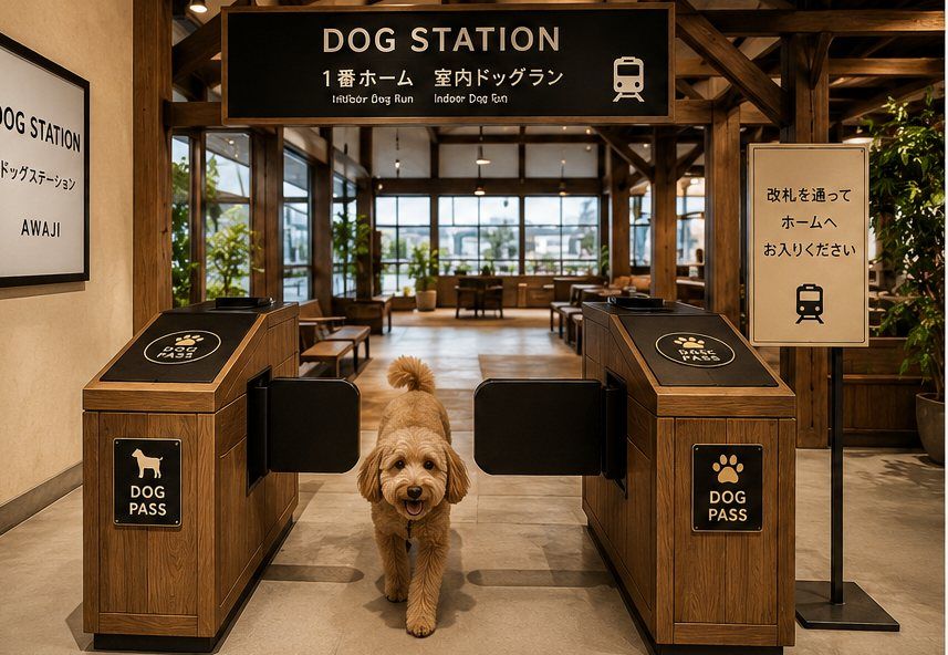 DOG STATION 改札をくぐる犬 完成イメージ